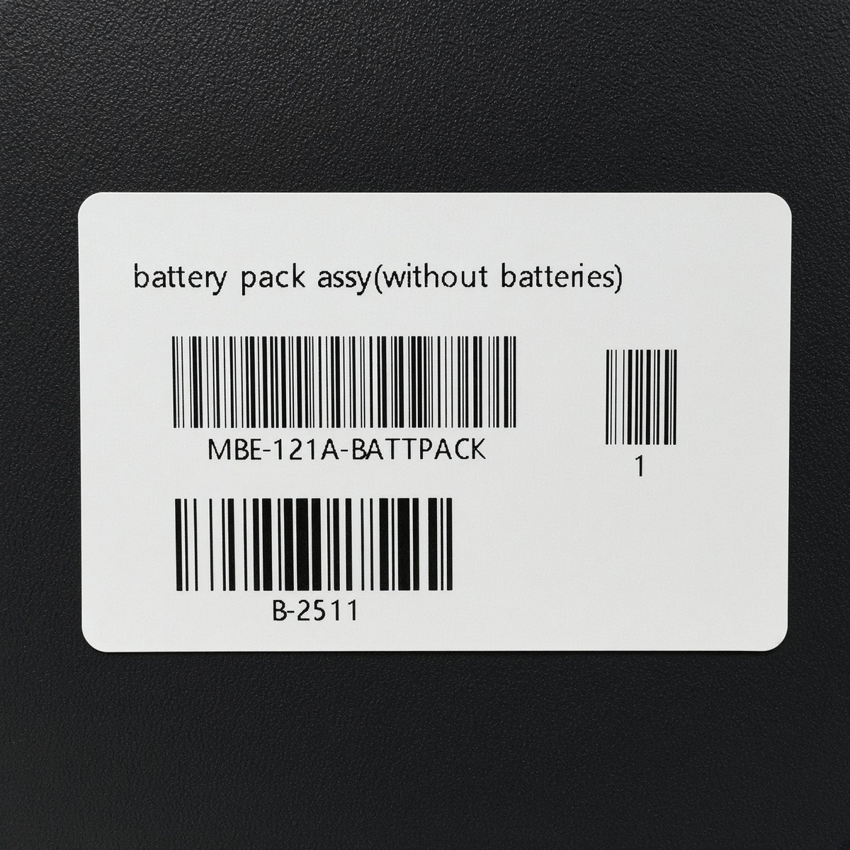 Part label reading battery pack assy (without batteries), Golden part number MBE-121A-BATTPACK, for the Buzzaround XL (GB121).