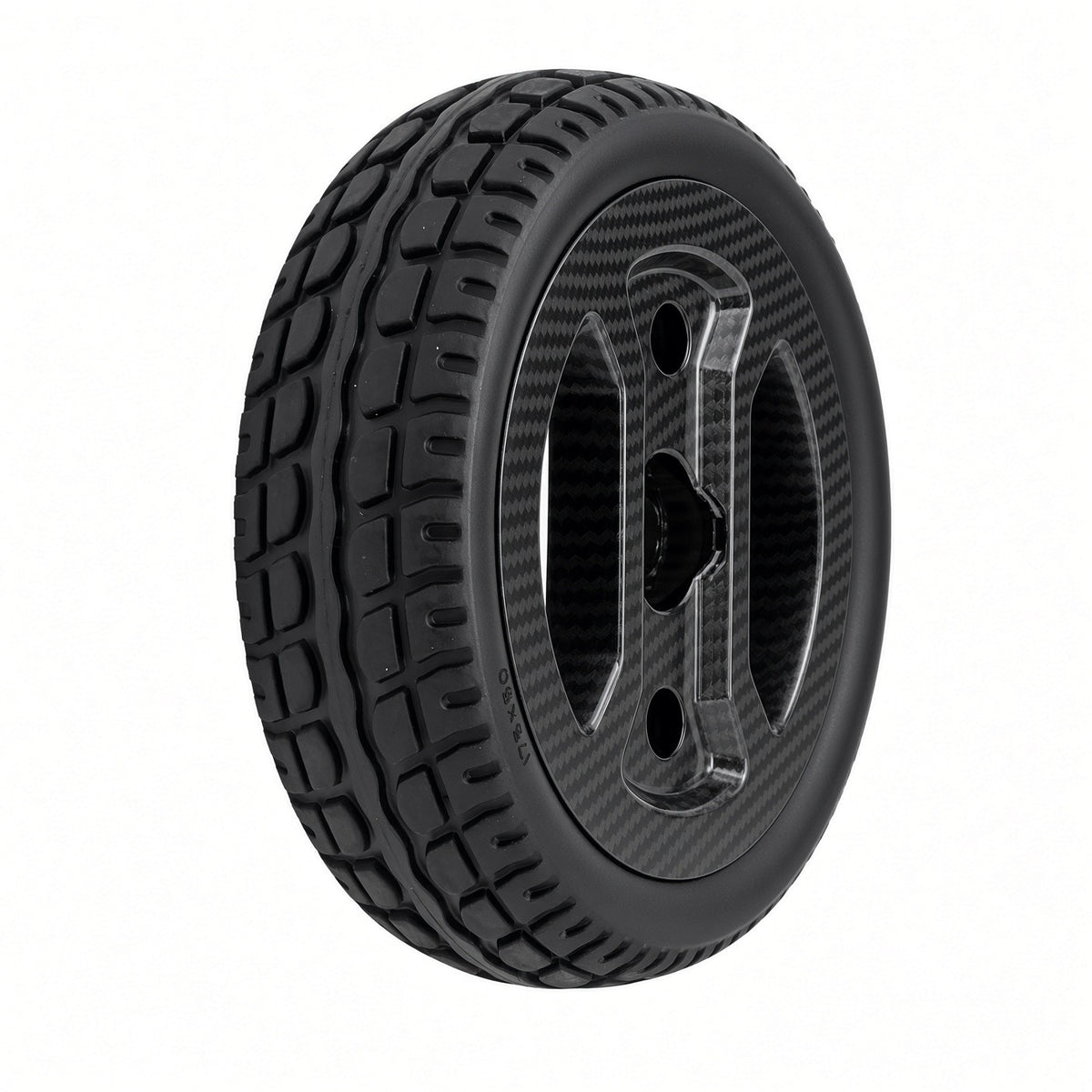 Pride Go-Go Carbon (SC25) front wheel assembly WHL2402047 with 7 inch flat-free solid tire