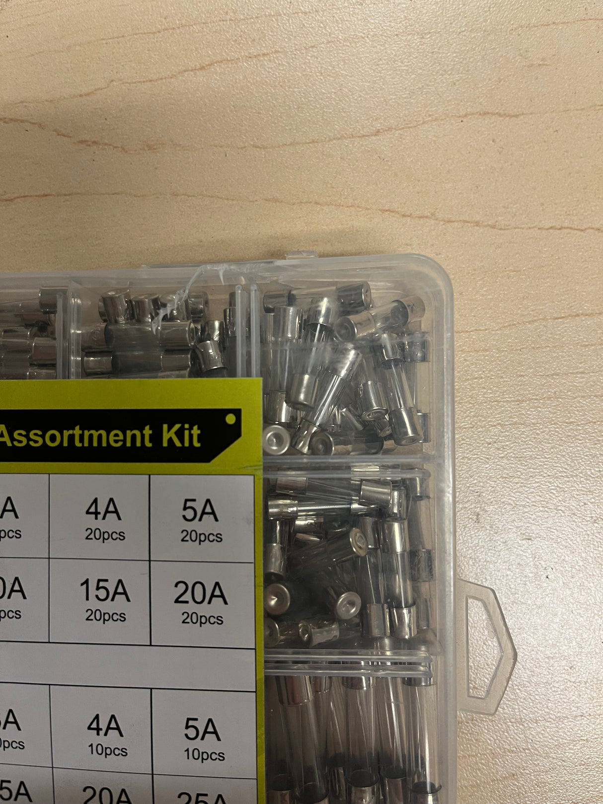 360 Piece AGC & GMA Glass Fuse Assortment Kit with 0.5A, 0.63A, 1A, 2A, 3A, 4A, 5A, 6.3A, 7A, 8A, 10A, 15A, 20A, and 25A breaking capacities (Missing Fuses/Blemished)
