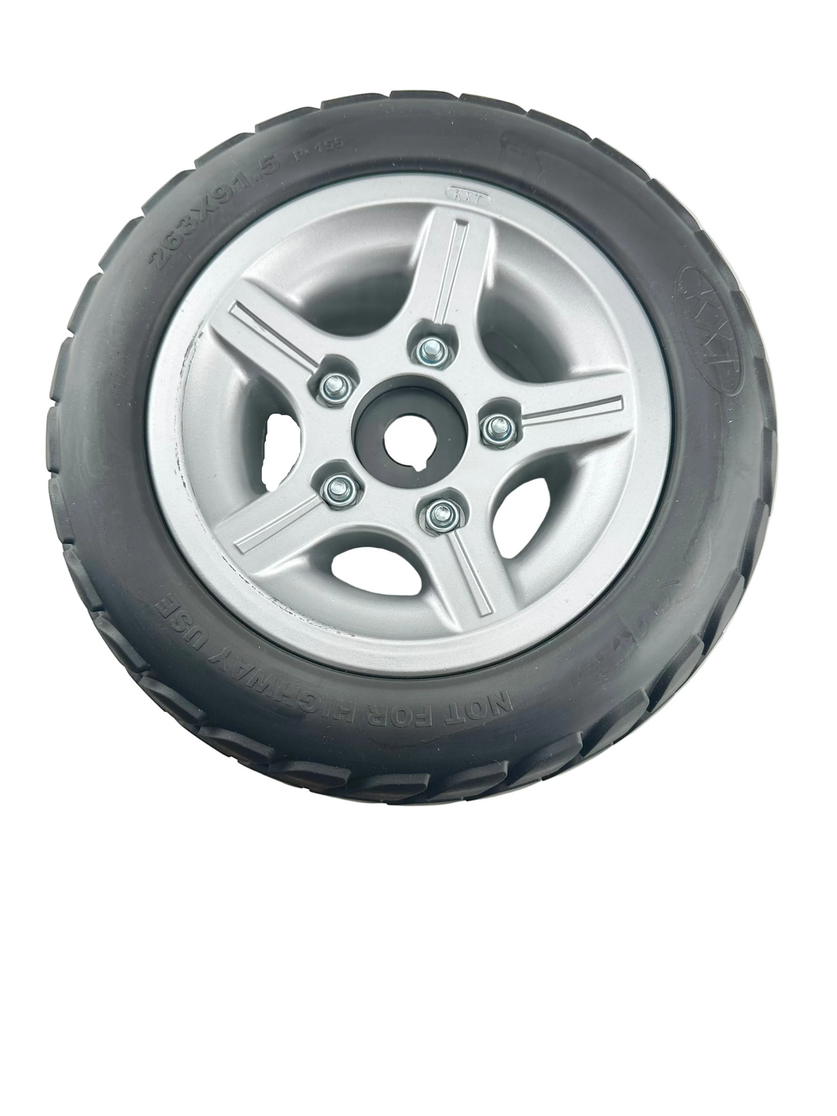 Rear Wheel Assembly with Black Flat-Free Tire and Aluminum 2 Piece Rim for Pride Victory 10, Victory ES 10, & Victory Sport (WHLASMB1784) (Blemished)