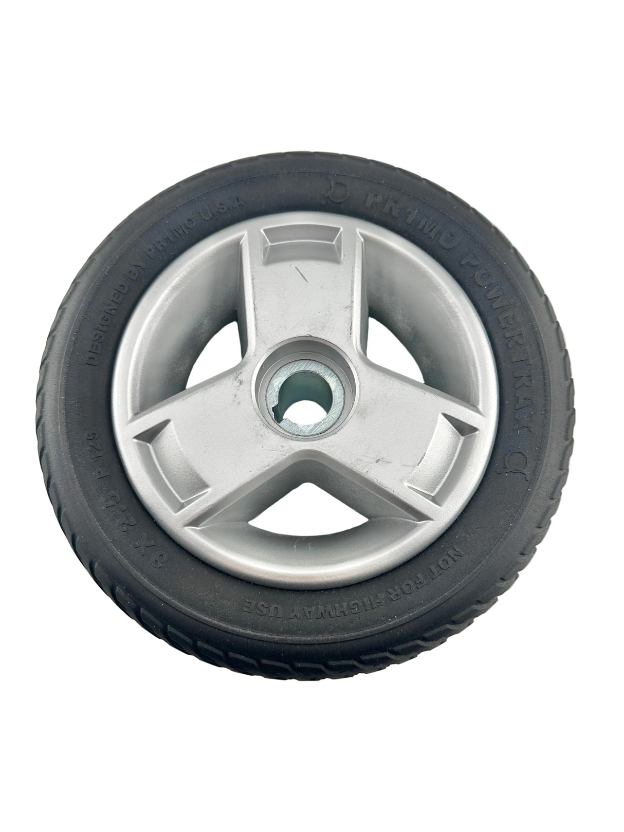 8"x2.50" Black Flat-Free Rear Wheel Assembly with Silver Tri-Spoke Rim for Go-Go Scooters (WHLASMB1864) (Blemished)