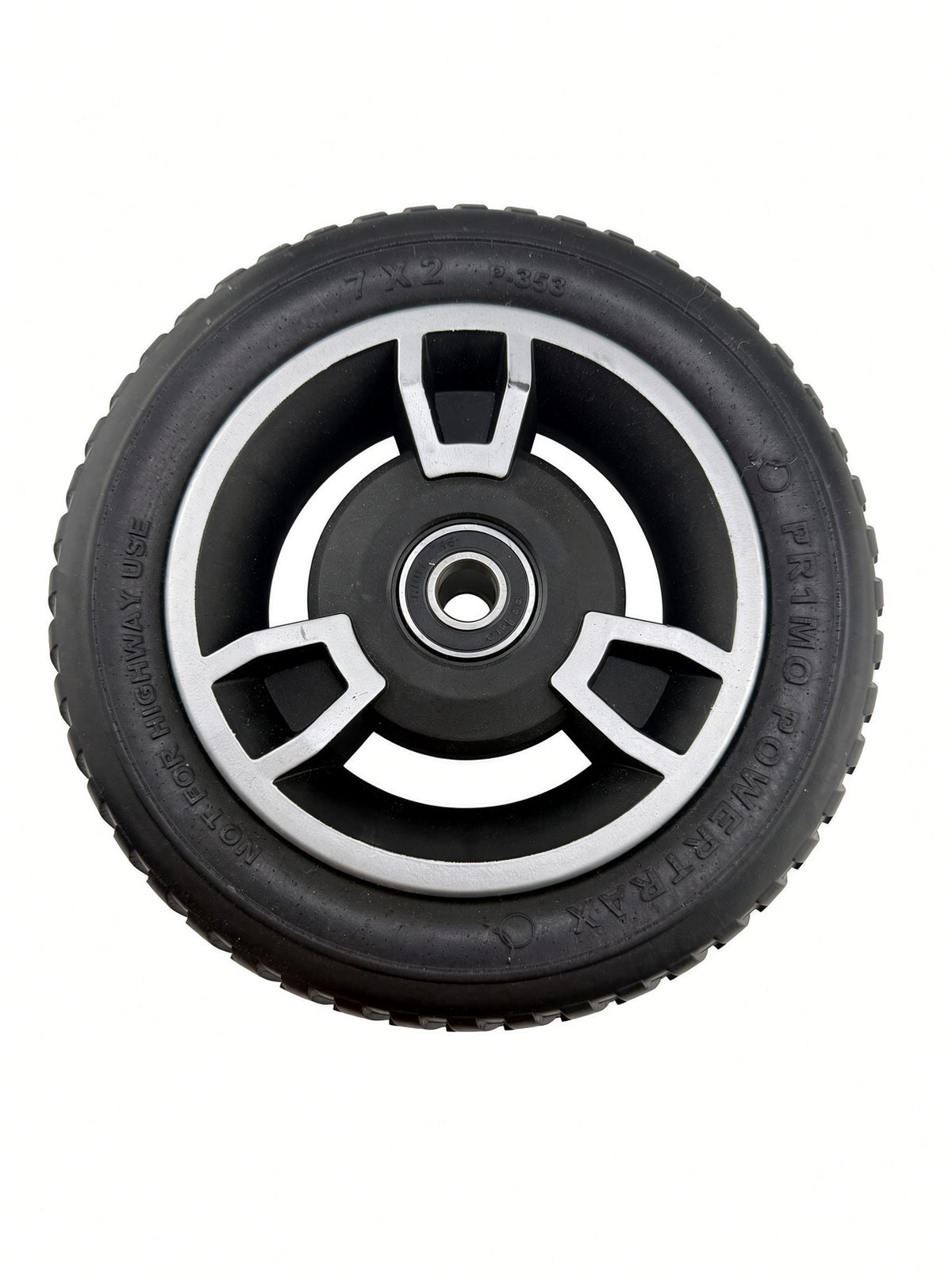 7"x2" Solid Front Wheel Assembly for Jazzy Zero Turn & Pride Zero Turn 8 Scooters (Blemished)