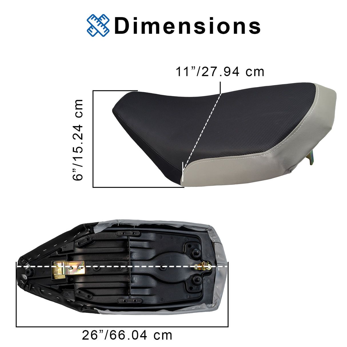 Black & Gray Vinyl Seat for 90cc - 150cc ATVs