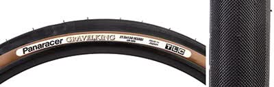 Close-up of a 27.5x1.5 Black/Brown Gravel King Slick Bicycle Tire, highlighting its file tread pattern and robust volume, suitable for both road and gravel conditions.