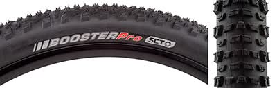 29x2.2 Booster Pro SCT Bicycle Tire close-up showing black tread design optimized for fast rolling and excellent cornering traction, featuring additional Nylon fabric for enhanced tubeless conversion.