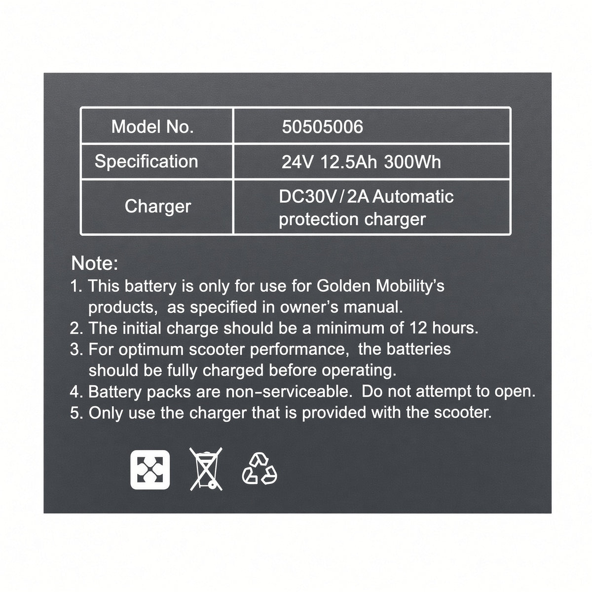 Lithium Travel Battery & Bag for the Golden Buzzaround CarryOn (GB120) Scooter