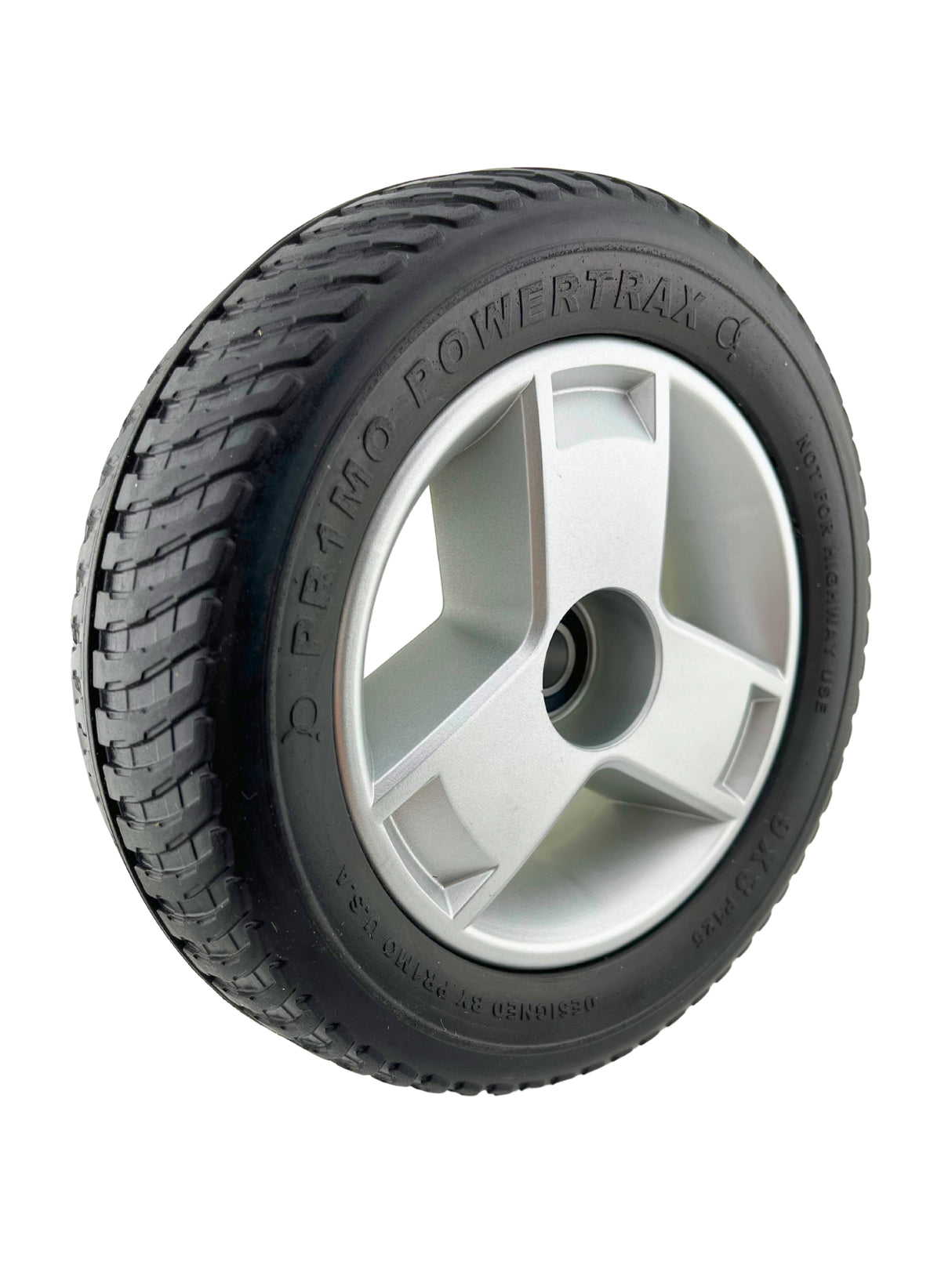 Front Wheel Assembly with Black Molded Tire for the Go-Go Sport (S74) 4-Wheel Scooter (WHLASMB7120012)