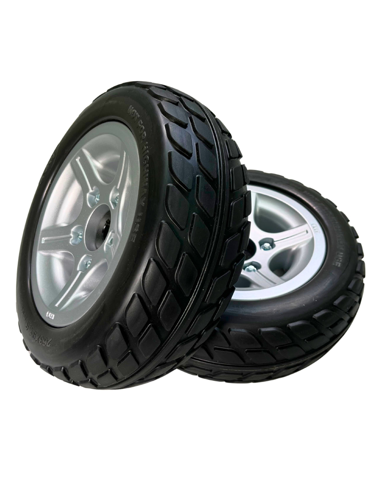 Set of 2 Rear Wheel Assembly with Black Flat-Free Tires and Aluminum 2 Piece Rim for Pride Victory 10, Victory ES 10, & Victory Sport (WHLASMB1784)