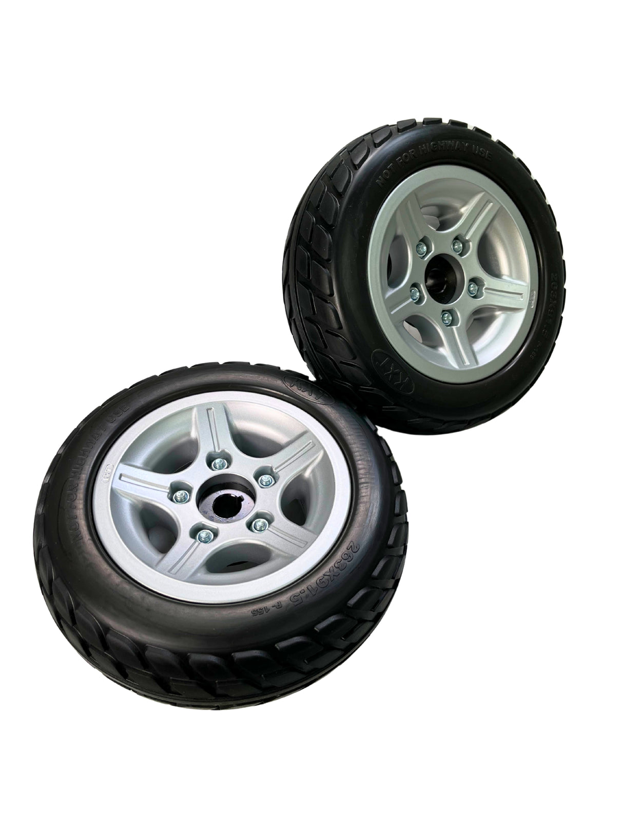 Set of 2 Rear Wheel Assembly with Black Flat-Free Tires and Aluminum 2 Piece Rim for Pride Victory 10, Victory ES 10, & Victory Sport (WHLASMB1784)