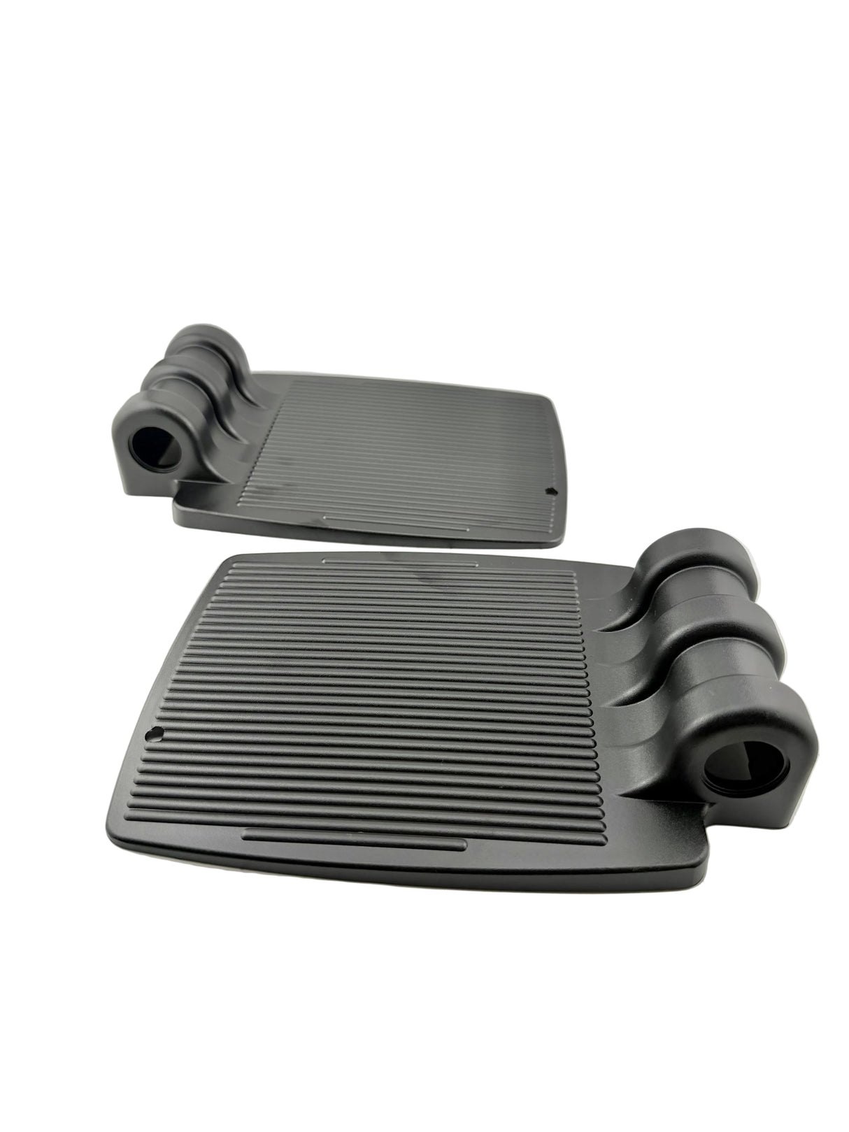 Universal Black Metal Footplates for Wheelchairs with 7/8" Tubing (Left & Right / Set of 2)