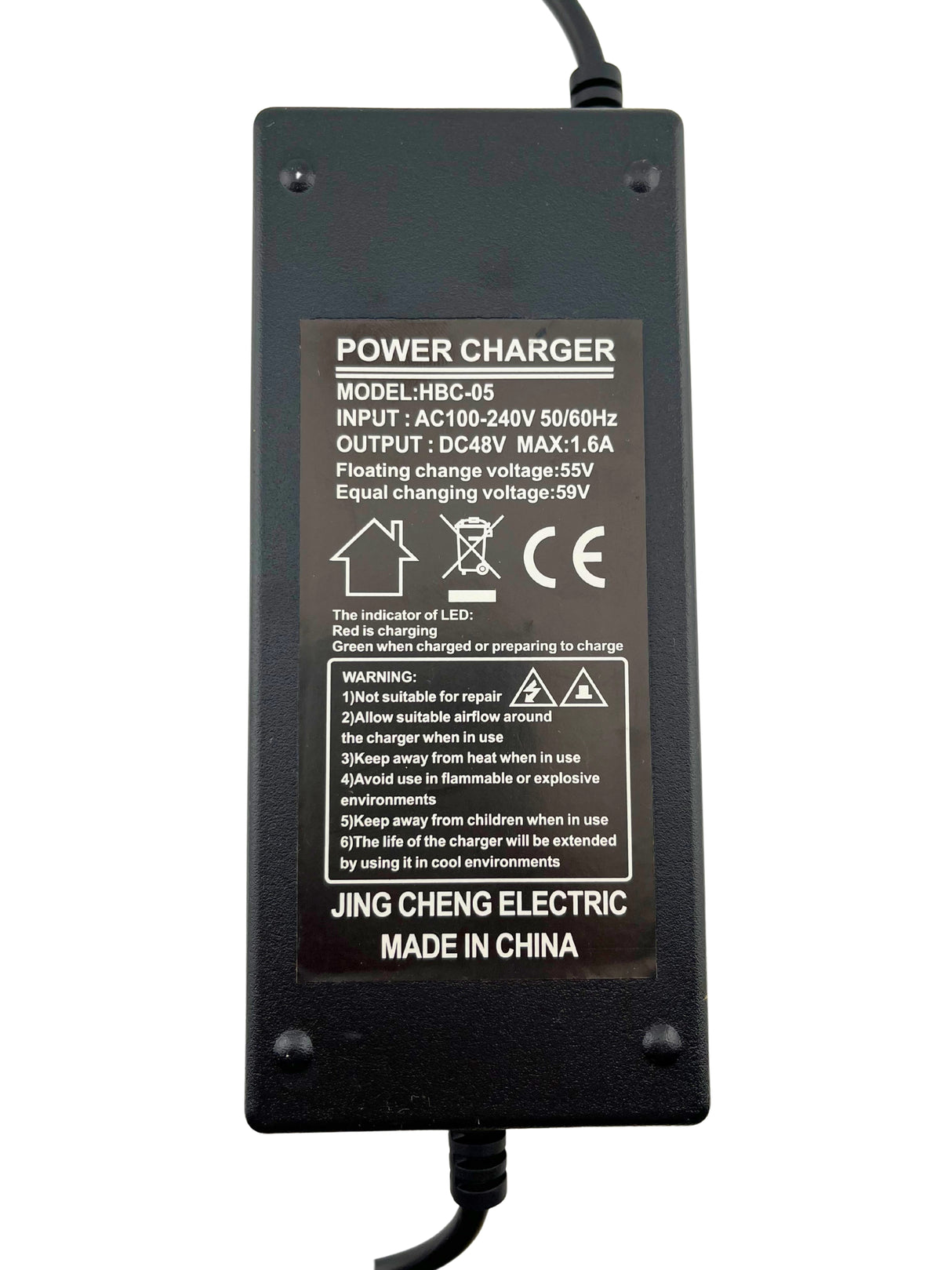 48 Volt 1.6 Amp 3-Prong Battery Charger for the MotoTec Drifter Electric Drift Trike