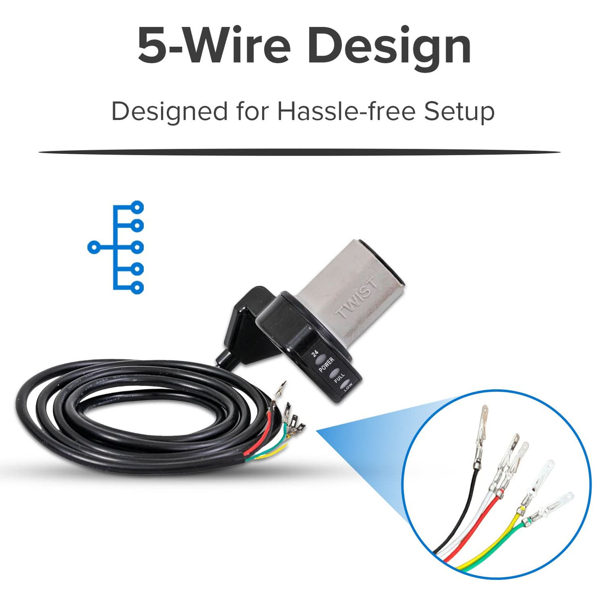 Razor Variable Speed 5-Wire Twist Grip Throttle for Razor E200, Versions 10-23