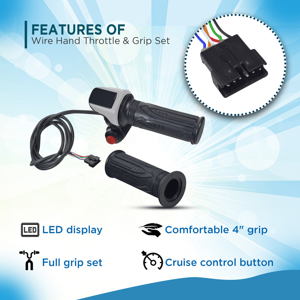 6-Wire Hand Throttle & Grip Set for the ANCHEER an-EB5 Plus Folding Electric Bicycle