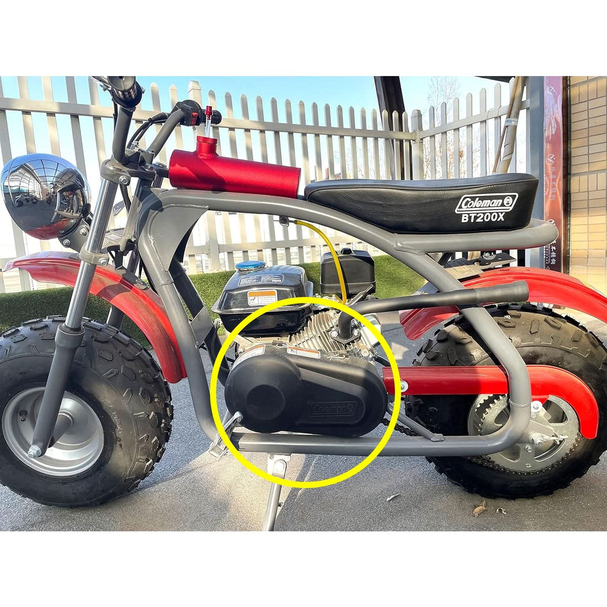 Plastic Clutch Cover with Logo for the Coleman BT200X, CT200U Trail, & CT200U-EX Mini Bikes