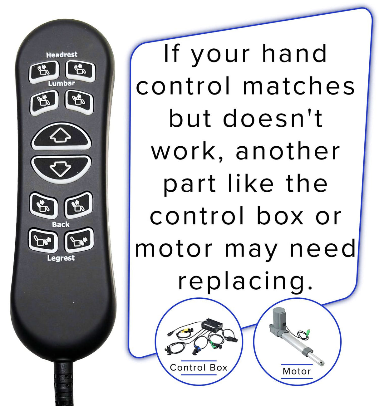 10-Button Hand Control for the Jackson/Catnapper Warner Lift Chair (CTL1707190) or Flexsteel Jenkins Lift Chair