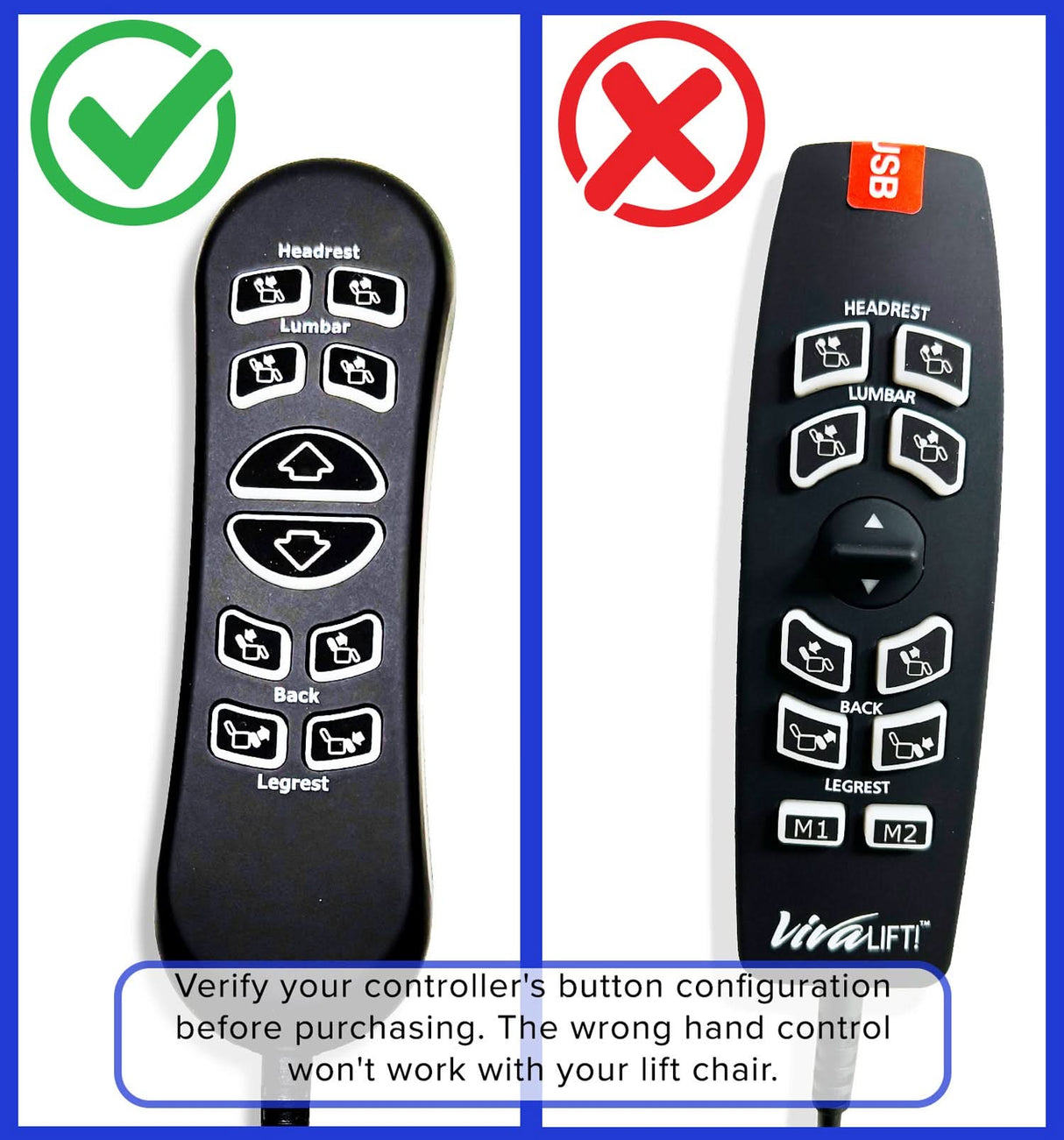 10-Button Hand Control for the Jackson/Catnapper Warner Lift Chair (CTL1707190) or Flexsteel Jenkins Lift Chair