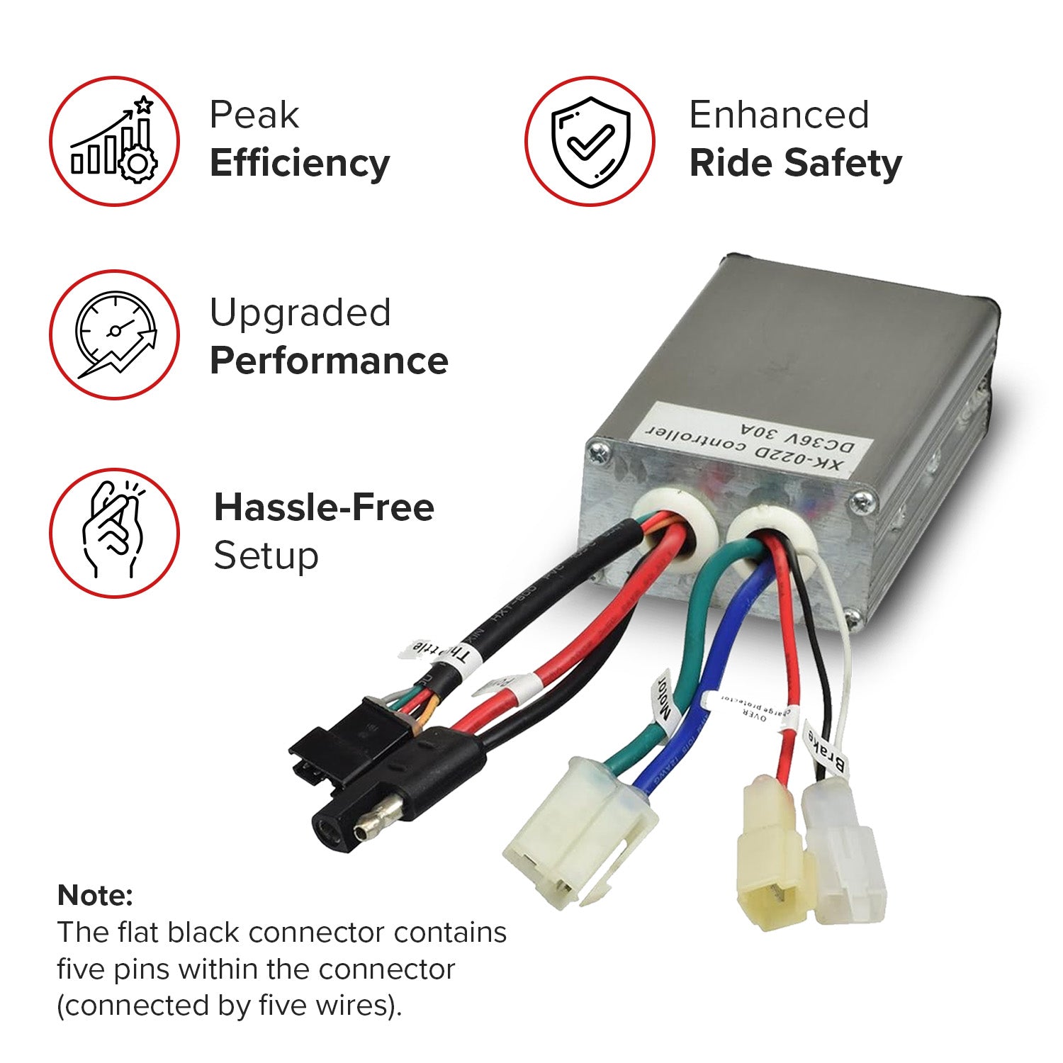 Currie 36 Volt 5-Pin 5-Connector Controller (1000 Series Currie, eZip, IZIP, GT, Mongoose, & Schwinn Scooters)