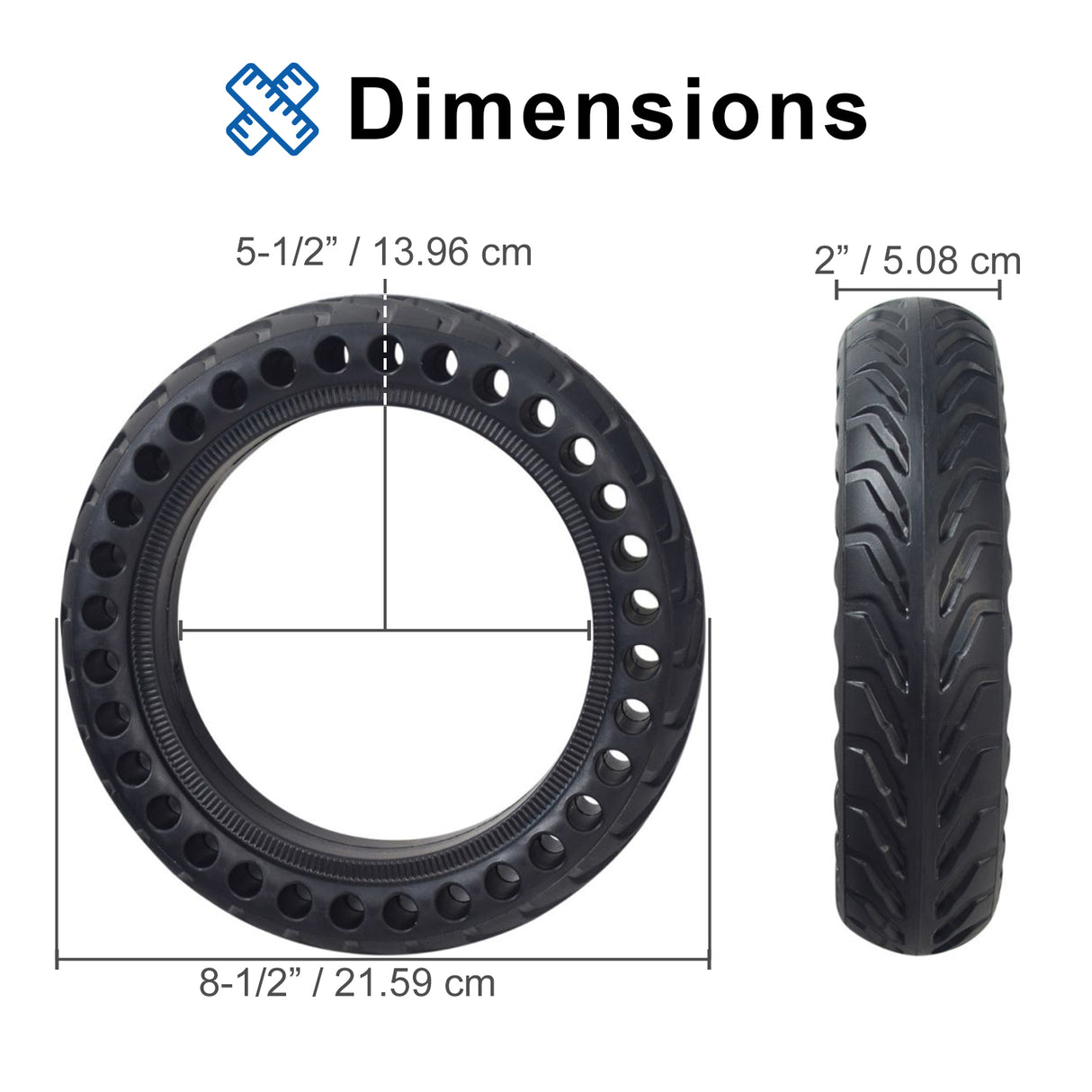 8.5" x 2" Solid Honeycomb Tire for the iScooter i9 Electric Scooter