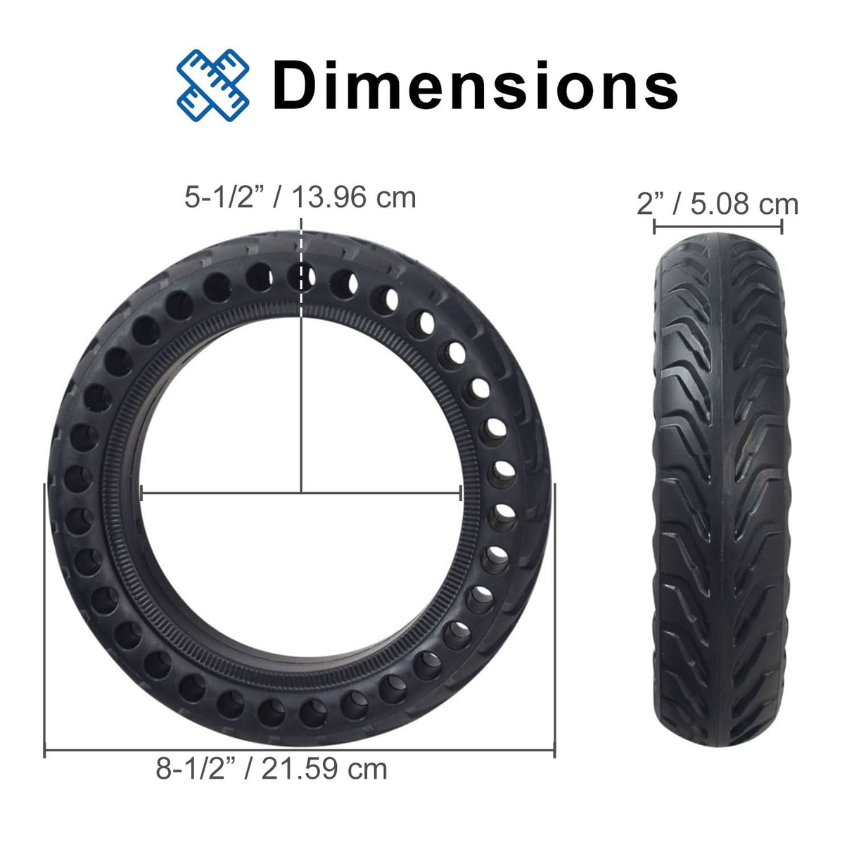 8.5" x 2" Solid Honeycomb Tire for the iScooter i9 Electric Scooter