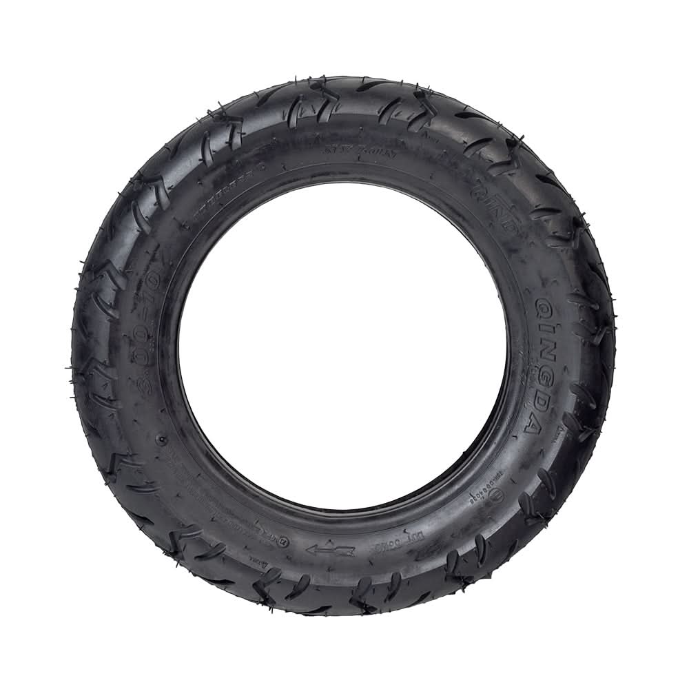 3.00-10 Tubeless Scooter Tire with QD001 Tread by Qind, showcasing durable, retro-styled tread design, suitable for front or rear rim, ideal for classic scooters.