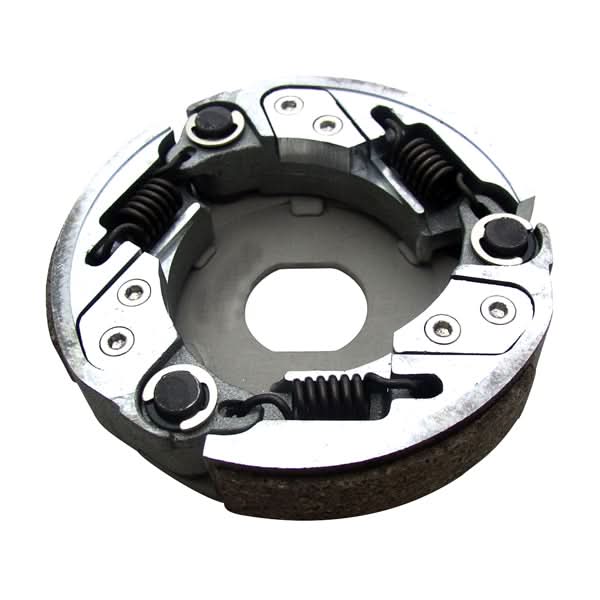 Adjustable Clutch for 1PE40QMB Minarelli Yamaha Jog Style Scooter Engines, featuring visible metal springs and high friction pads, ideal for enhancing performance with adjustable pillows and lightweight components.