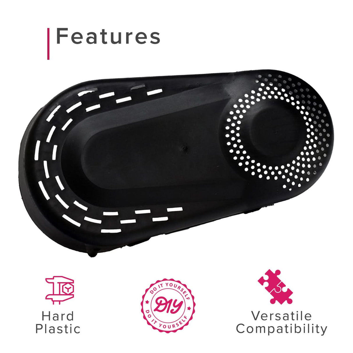 Plastic Torque Converter Clutch Cover for Go Karts & Mini Bikes, made of black plastic with multiple protective holes, designed to shield the torque converter, essential for 6.5 hp go-kart engines.