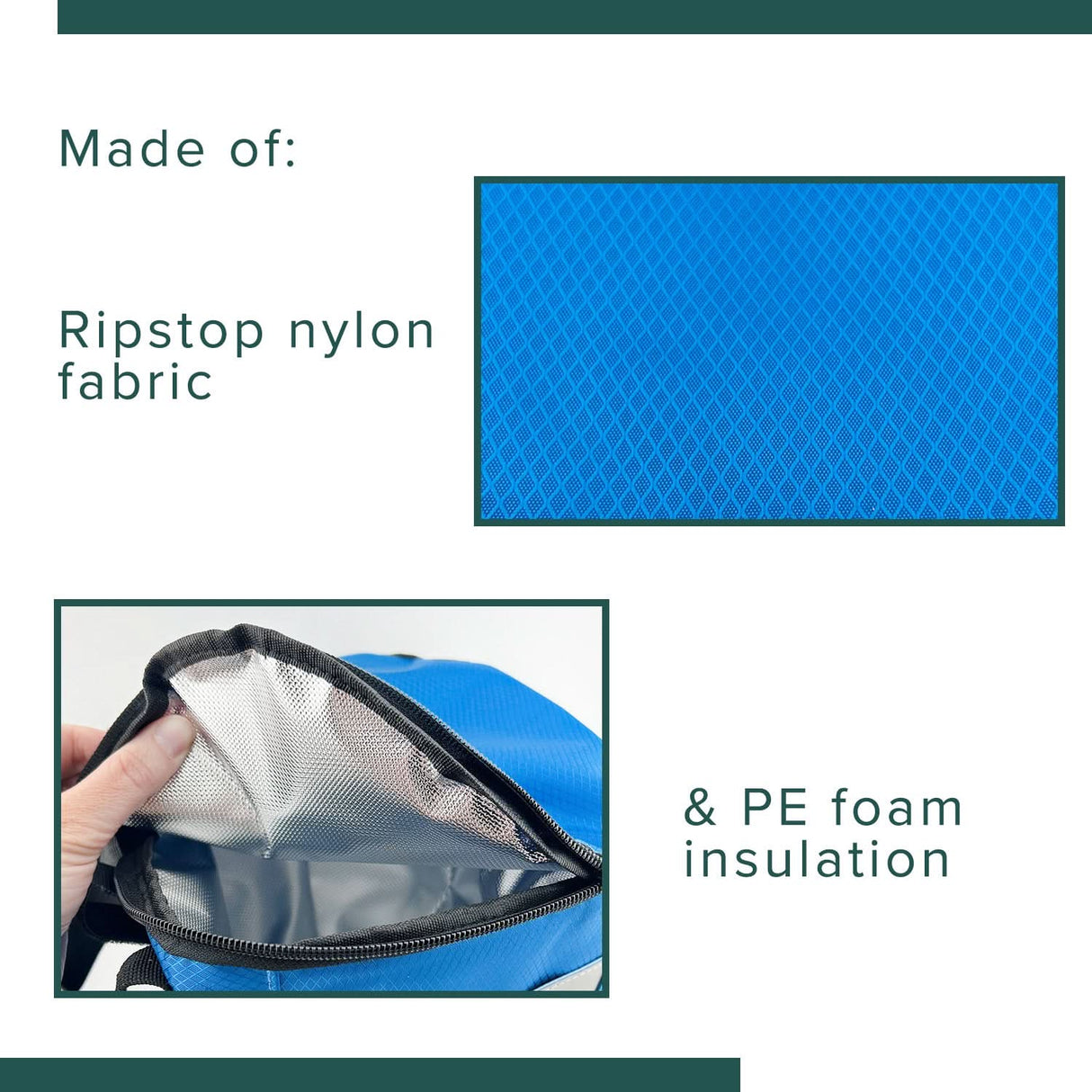 Close-up of the Insulated Front Basket Bag for Mobility Scooters, showcasing a high-quality zipper and durable ripstop polyester material, designed for added storage and privacy.