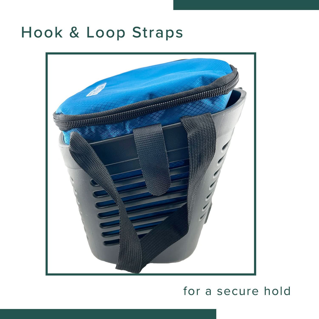 Insulated Front Basket Bag for Mobility Scooters, featuring strong ripstop polyester, a zippered main compartment, and designed to fit common mobility baskets. Ideal for securely storing various items.
