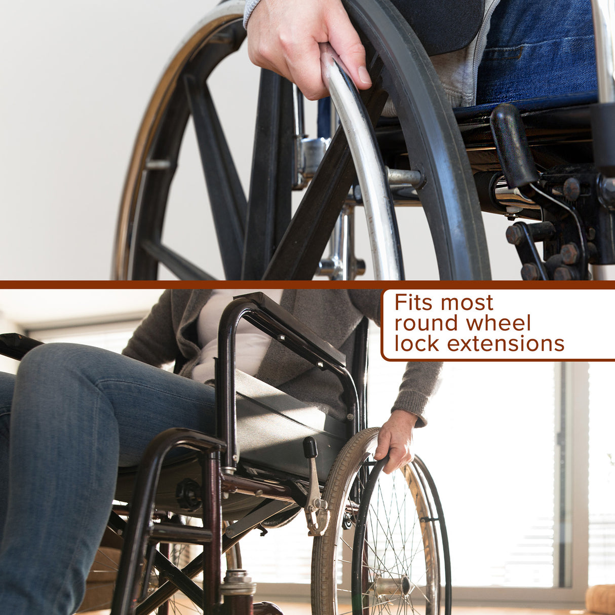 Black Rubber Tips for 5/8" Round Invacare Style Wheelchair Wheel Locks Extensions (Set of 2)