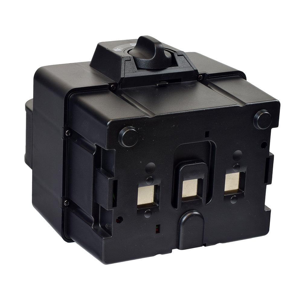 Battery Box Assembly for the Drive Phoenix HD3 & HD4, featuring a black plastic box with several buttons and a knob, essential for quick and convenient scooter disassembly and transport.