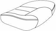 Black and white sketch of the Beige Vinyl 20 Width x 20 Depth Deluxe Contour Seat Base designed for Jazzy Power Chairs, showcasing its detailed contours and ergonomic design.