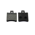 Front Brake Pads for the Aprilia Scarabeo 50, showing a pair of black and grey pads with visible holes, emphasizing the need for careful break-in as per manufacturer instructions.