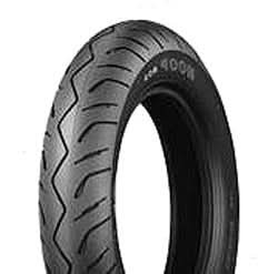 Close-up of the Bridgestone 120/80-14 M/C HOOP B03F front tire, showcasing its tread pattern, designed as the OEM front tire for 2002-2007 Honda Silver Wing and Silver Wing ABS.