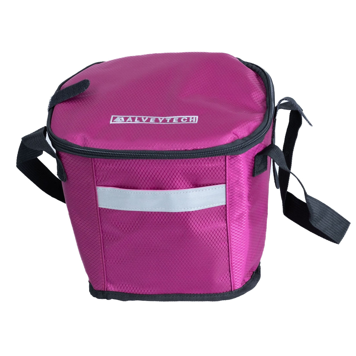 Insulated Front Basket Bag for Mobility Scooters featuring black straps, a high-quality insulated lining, and a spacious zippered main compartment, suitable for various mobility brands.