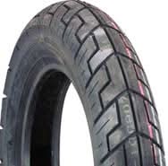 Close-up of Cheng Shin 3.00-10 C907 Tread TL Scooter Tire, showcasing detailed tread pattern for optimal grip, designed for street-legal mopeds.