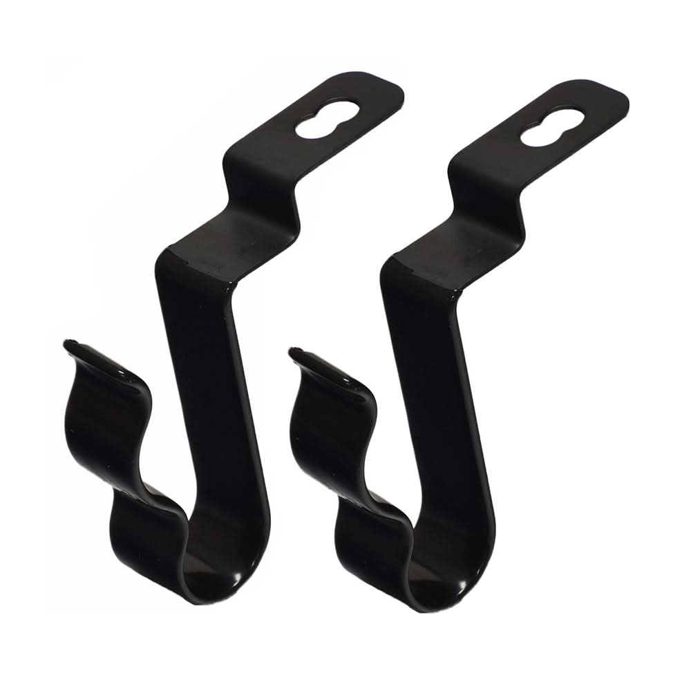 Clip Cane Holder for Pride & Go-Go Mobility Scooters (Set of 2), featuring sturdy black metal hooks designed to attach to the armrest frame of most mobility scooters and power chairs.