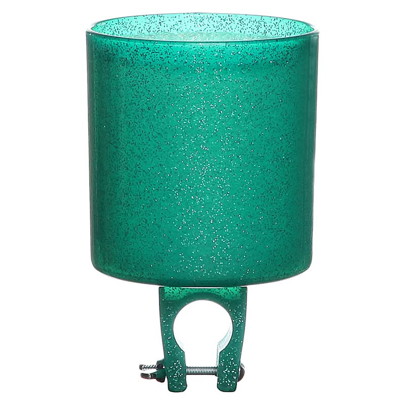 Cruiser Candy Sparkles Cup Holder: A glittery cylindrical cup holder with a clip, perfect for mounting on your bike handlebar to carry your coffee cup, water bottle, or soda can.
