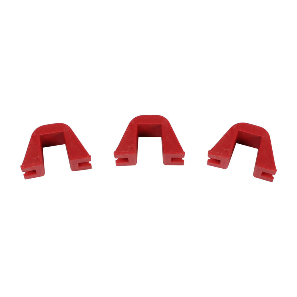 Variator Slide Guides (CVT Sliders) for 50cc, 125cc, and 150cc GY6 Scooter & Go-Kart Engines (Set of 3); three red plastic guides with holes, arranged side by side on a white background.