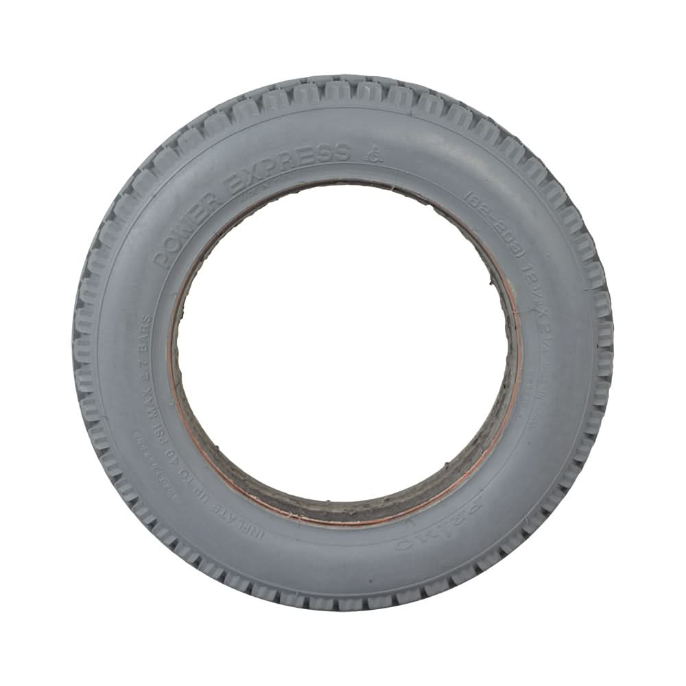 12-1/2x2-1/4 Foam-Filled Mobility Tire with C628 Knobby Tread, featuring a non-marking gray rubber and circular rim, designed for mobility scooters and power chairs.