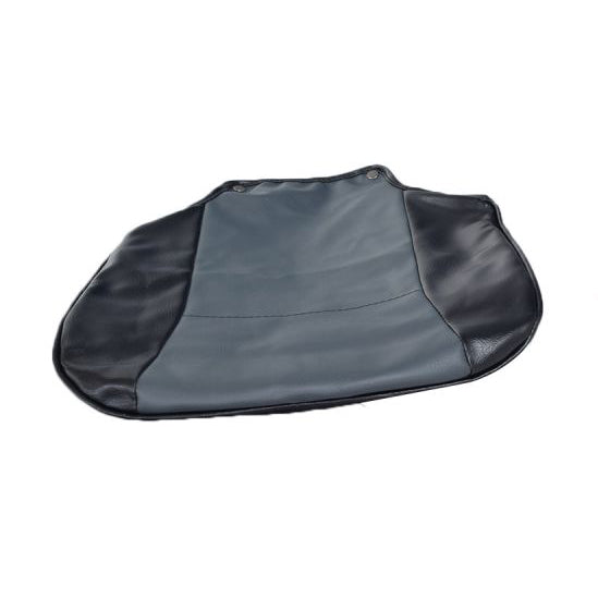 17 x 15 Seat Base Cover for the Drive Medical Spitfire Scout, featuring a two-tone black and gray vinyl design, shown as a sleek, removable accessory for mobility scooter seat replacement.