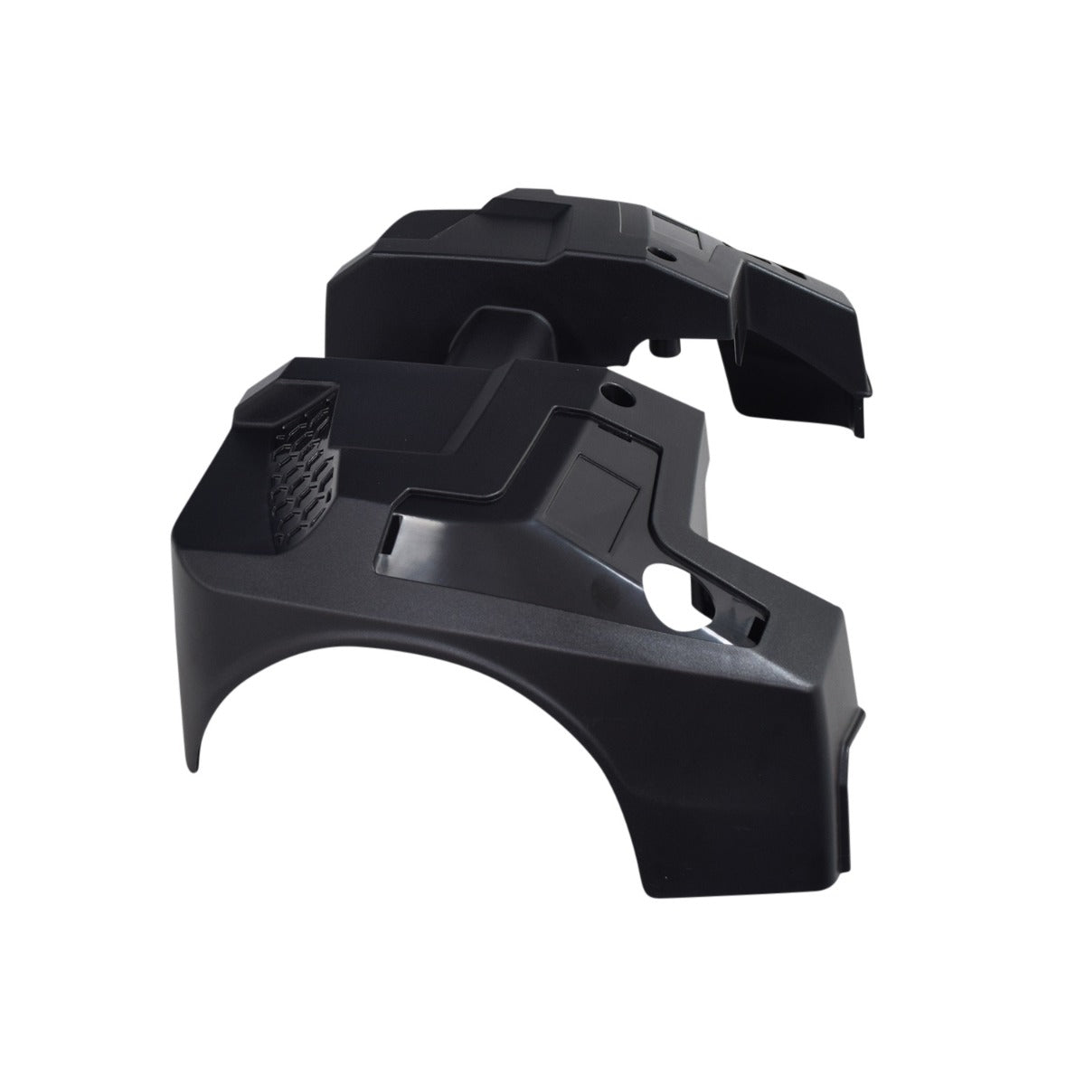 Close-up of a black plastic Rear Shroud with holes for the Drive Medical Spitfire Scout (SFSCOUT3/SFSCOUT4) scooter or power chair.