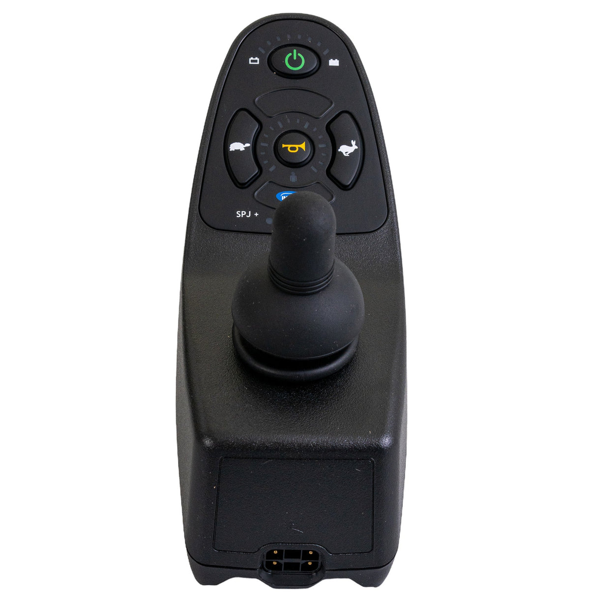 SPJ+ Joystick for Invacare Power Chairs, featuring a black remote control with multiple buttons, designed for compatibility with various Invacare power chair models.
