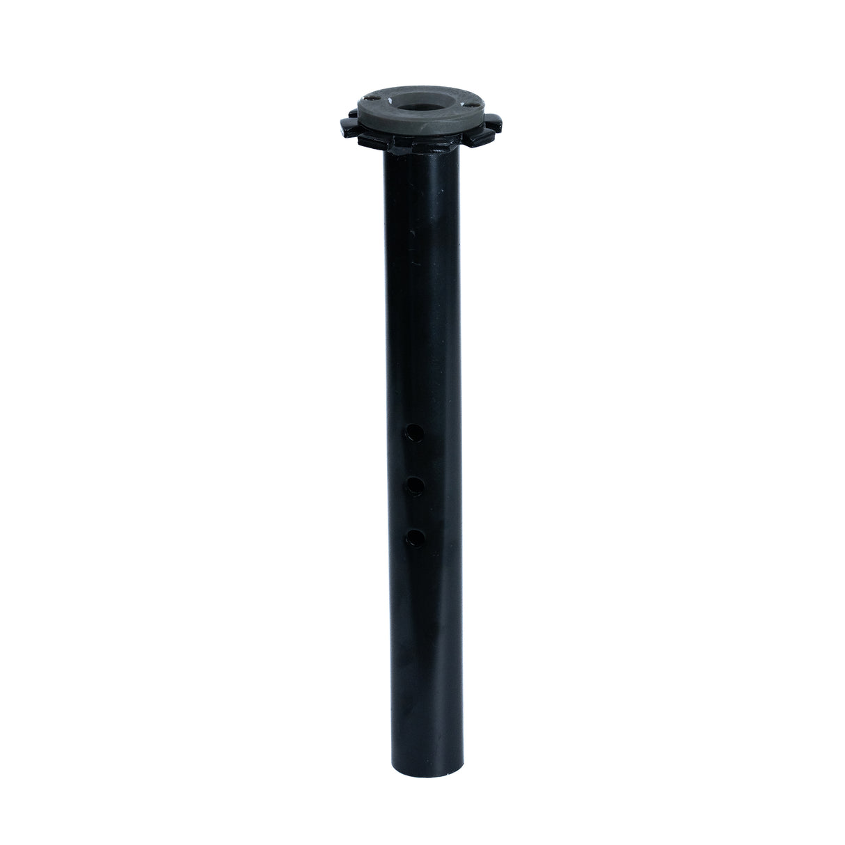 Seat Post for Golden Buzzaround EX, LT, LX, and XL Scooters; black metal cylinder with a hole, 12-3/8 long, 1-5/16 diameter, black enamel finish, no seat lock pin included.