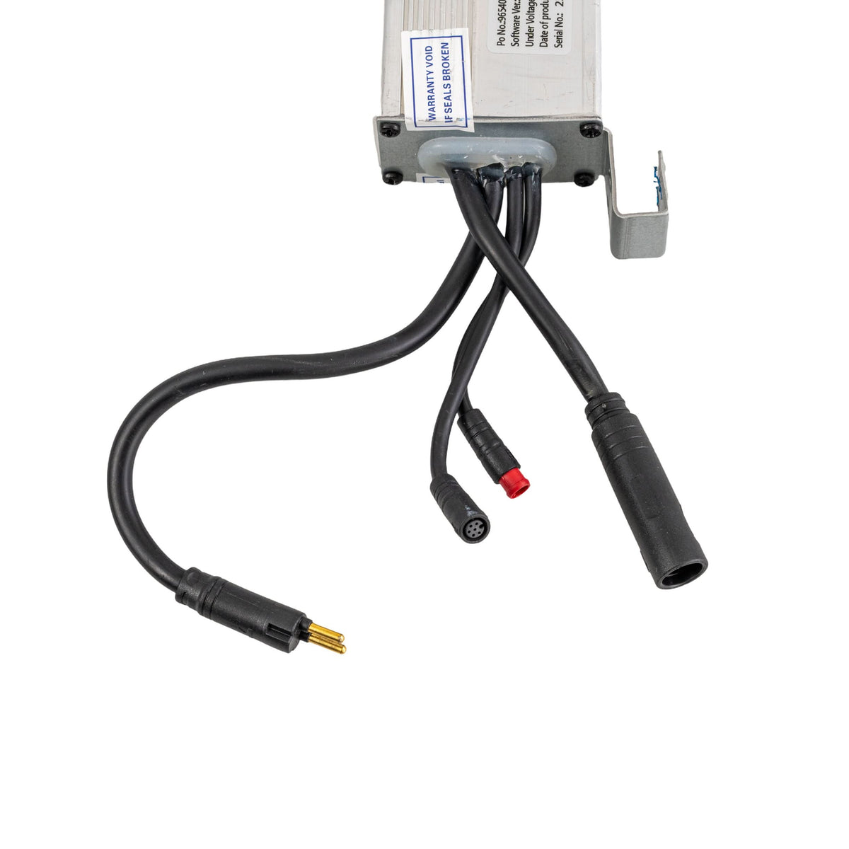 Close-up of the Control Module for the GOTRAX G4 and GMAX Electric Scooter, highlighting a black cable, label, and metal corner components.