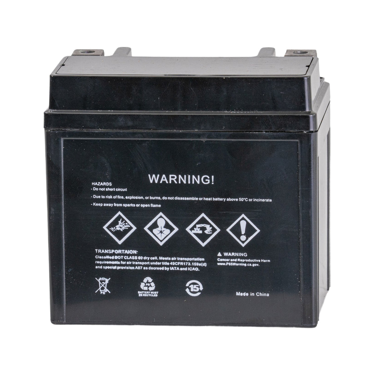 12 Volt YTX5L Replacement Sealed AGM Scooter, ATV, and Dirt Bike Battery with white text and symbols on a black rectangular body, ideal for various scooters, ATVs, and dirt bikes.