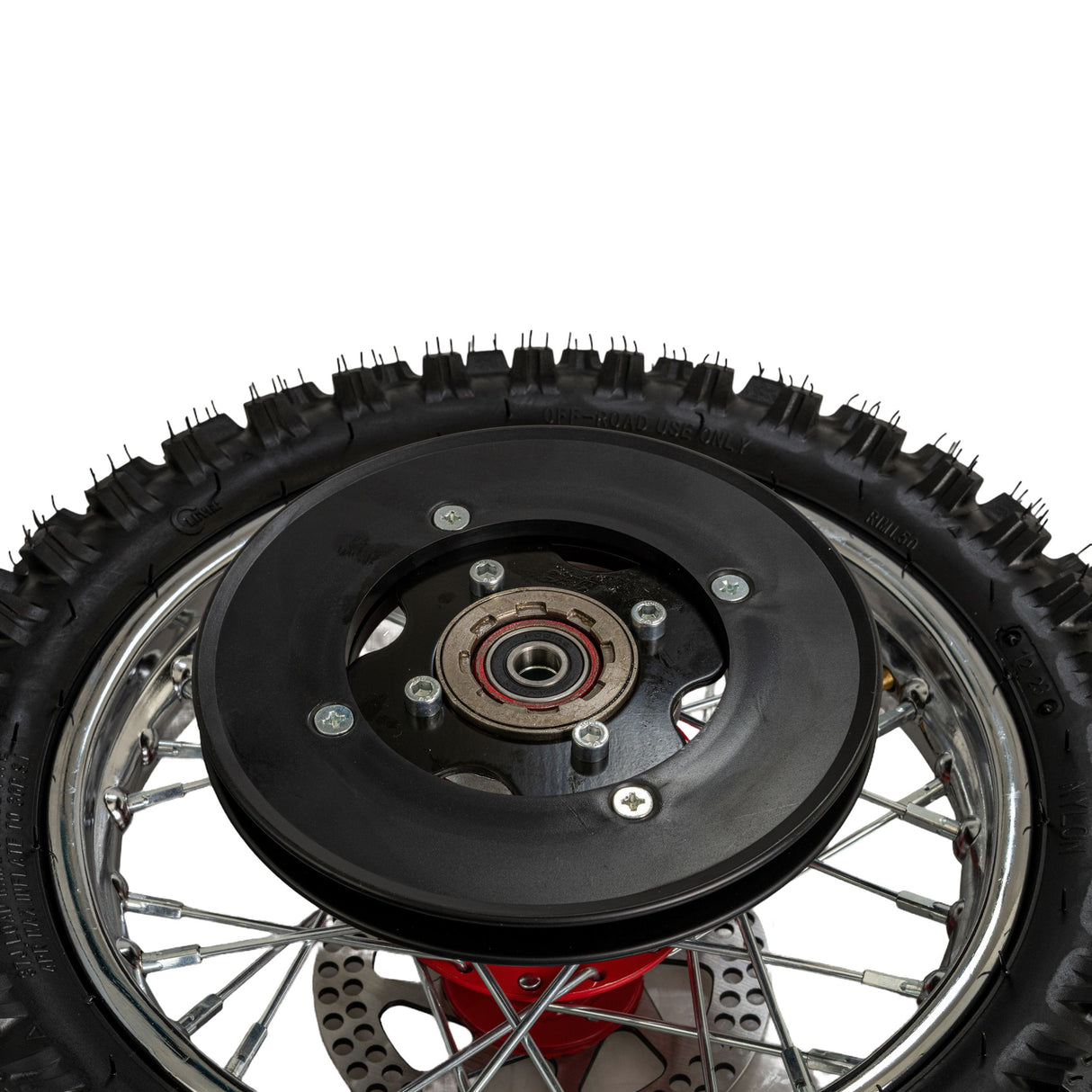 Complete Rear Wheel with Red Hub for the Razor SX500 McGrath Dirt Rocket