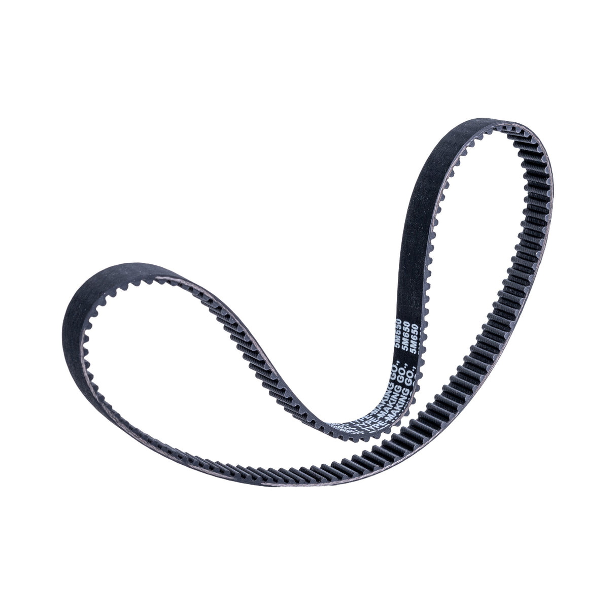650-5M/15 Drive Belt: Close-up showing a black belt with white text, featuring 130 teeth spaced evenly, suitable for various electric scooters.