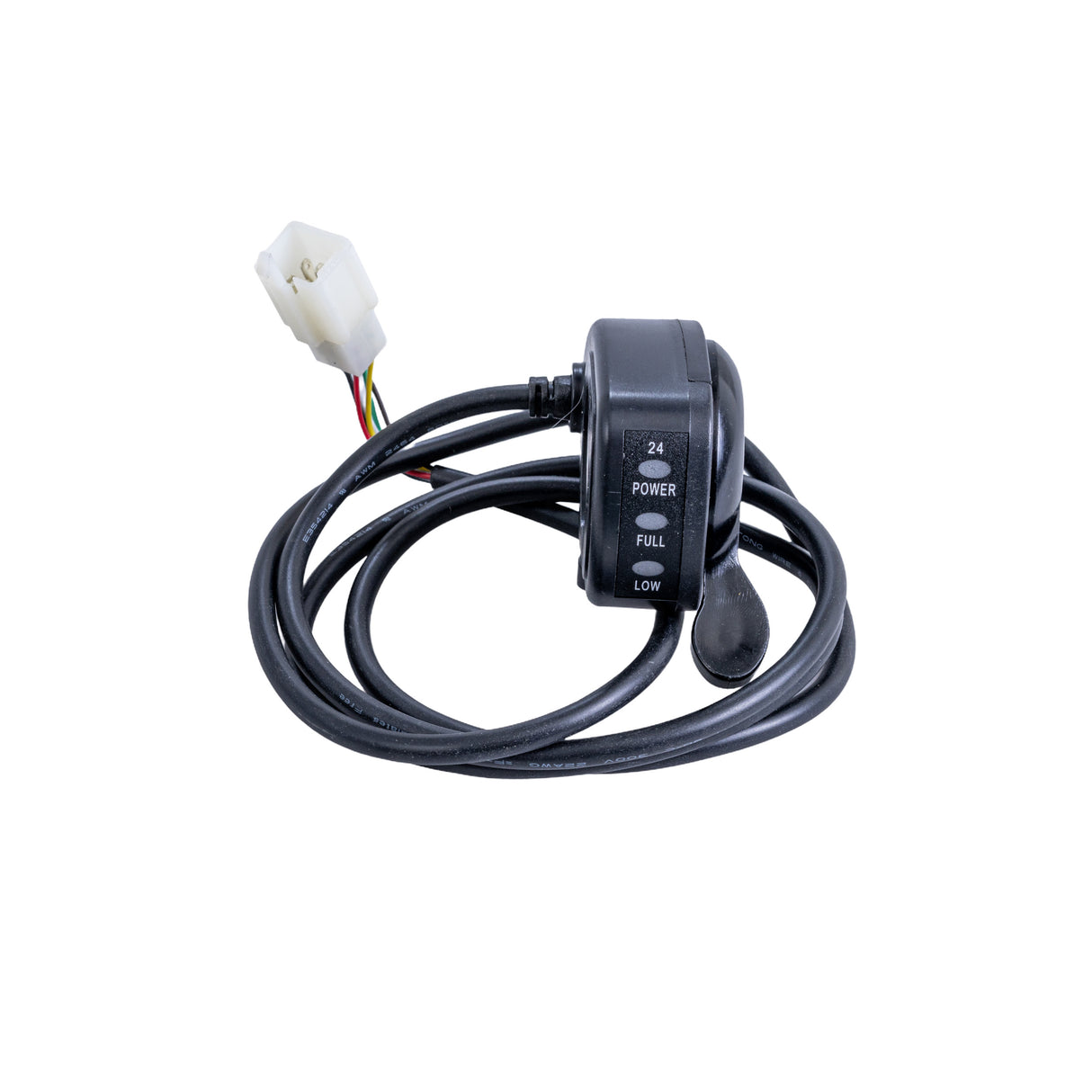 Razor Variable Speed 6-Wire Thumb Throttle for the Razor Dune Buggy (Versions 12+), Ground Force (Versions 13+) and Ground Force Drifter (Versions 3+), featuring a black device with a power button and plug.