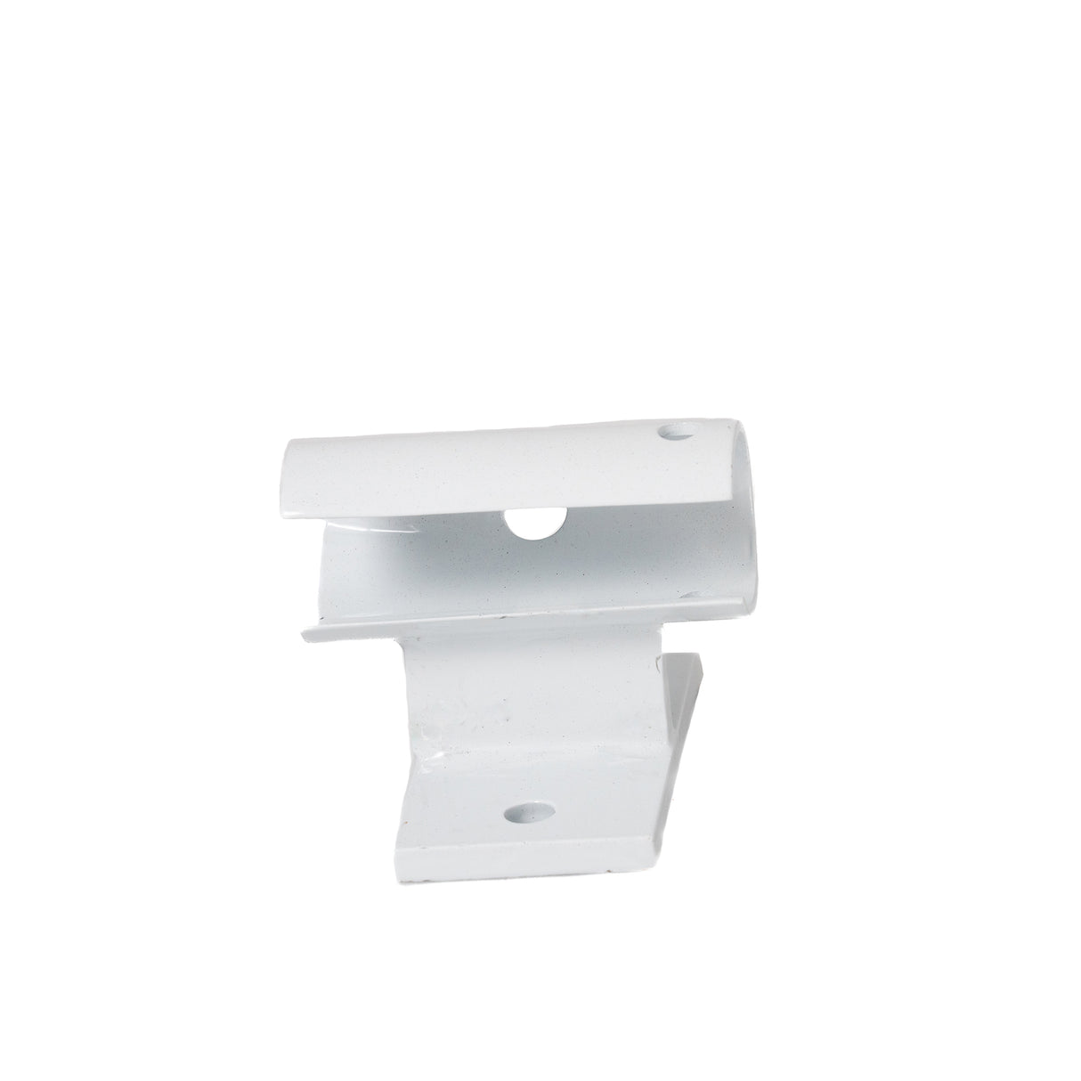 Rail Mount for Invacare G-Series Hospital Beds, a white metal piece with holes, designed to attach bed rails to either side of the hospital bed. Available in left or right side configurations.