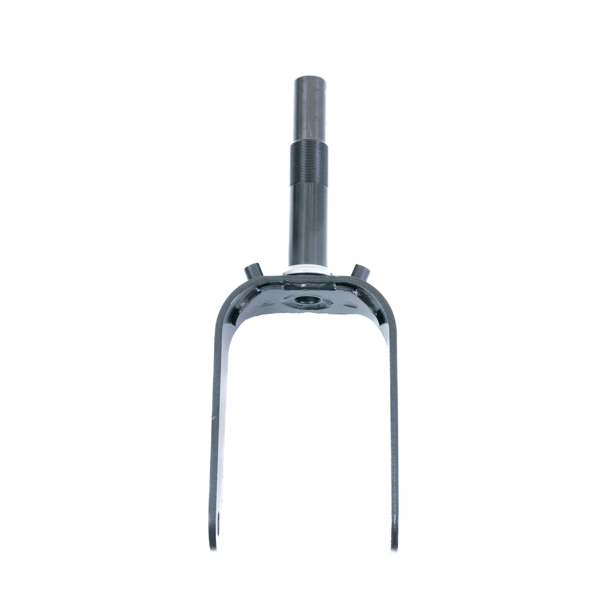 Front Fork for the Pride Mobility 3-Wheel Victory 10 (SC610) Scooter, showing a black metal frame with a long handle, cylindrical components, and a round center.